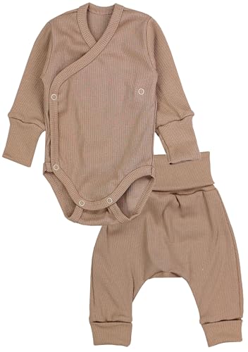 TupTam Unisex Baby Bekleidungsset Babyhose Babybody für Mädchen Jungen Mitwachsende Kleidung Set, Farbe: Braun, Größe: 80 von TupTam