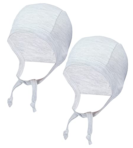 TupTam Unisex Baby Erstlingsmütze zum Binden 2er Pack, Farbe: Grau Meliert, Größe: 50-56 von TupTam