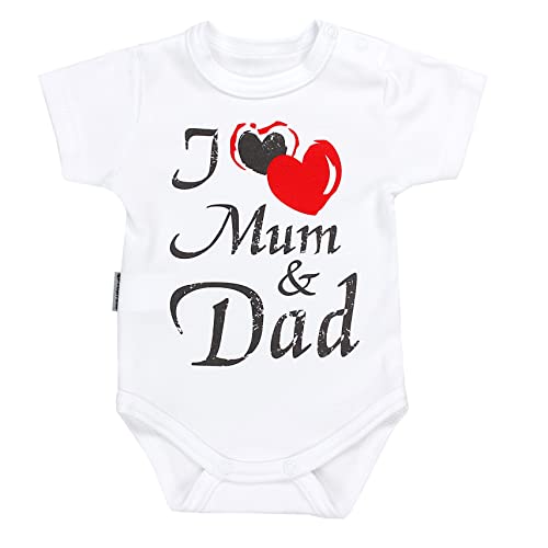 TupTam Unisex Baby Kurzarm Body Spruch Mamas & Papas Schatz, Farbe: I love Mum and Dad/Weiß, Größe: 86 von TupTam