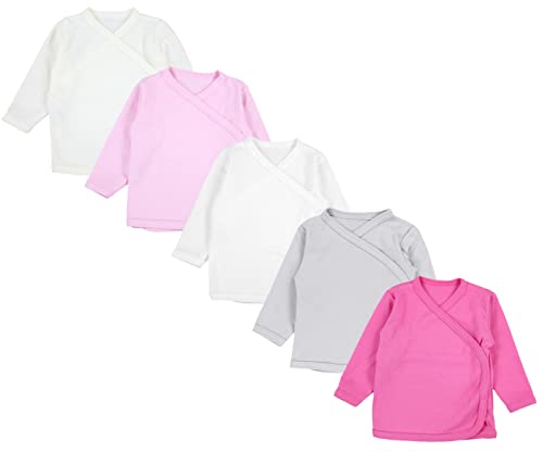 TupTam Baby Langarm Wickelshirt 5er Set aus Oeko-TEX zertifizierten Stoffen Unisex, Farbe: Mädchen, Größe: 74 von TupTam