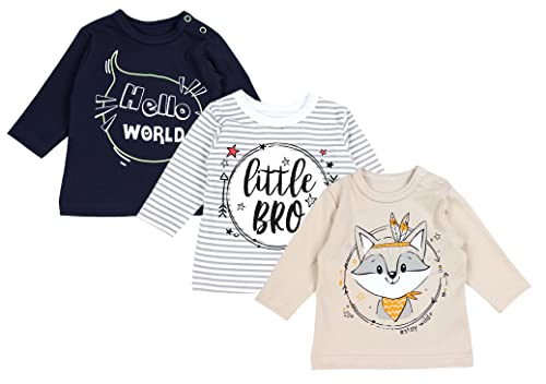 TupTam Unisex Baby Langarmshirt mit Spruch Aufdruck 3er Set, Farbe: Junge 2, Größe: 68 von TupTam