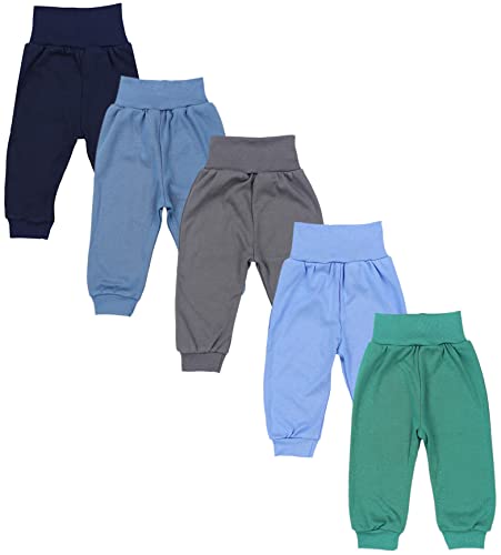 TupTam Pumphose Baby 5er Pack Unisex - Bequeme Baby Hose für Jungen und Mädchen aus Oeko-Tex Baumwolle, Farbe: Dunkelgrün Jeans Blau Dunkelblau Graphite, Größe: 68 von TupTam