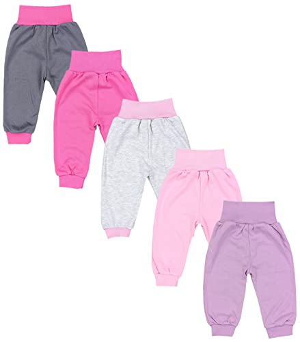 TupTam Unisex Baby Pumphose 5er Pack aus Oeko-Tex zertifizierten Materialien Langhose Unisex, Farbe: Rosa Grau Graphit Pink Lila, Größe: 104 von TupTam