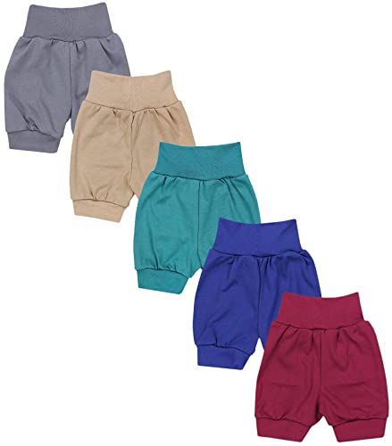 TupTam Unisex Baby Pumphose Sommershorts Baumwolle 5er Pack, Farbe: Graphit Marineblau Darkgrün Weinrot Beige, Größe: 98/104 von TupTam