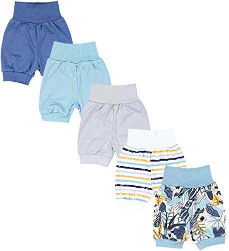 TupTam Unisex Baby Pumphose Sommershorts Baumwolle 5er Pack, Farbe: Koala Streifen Mintgrün Grau Orange Jeans, Größe: 74/80 von TupTam