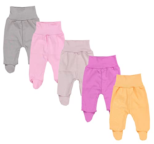 TupTam Baby Strampelhose Jungen Mädchen Hose mit Fuß 5er Pack, Farbe: Mädchen 4, Größe: 56 von TupTam