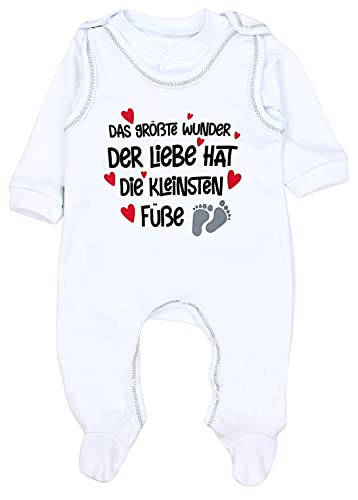 TupTam Unisex Baby Strampler Set Spruch Mamas & Papas Schatz, Farbe: Das größte Wunder der Liebe/Weiß, Größe: 50 von TupTam