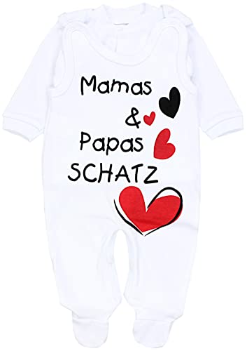 TupTam Unisex Baby Strampler Set Spruch Mamas & Papas Schatz, Farbe: Weiß - Mamas Papas Schatz, Größe: 62 von TupTam