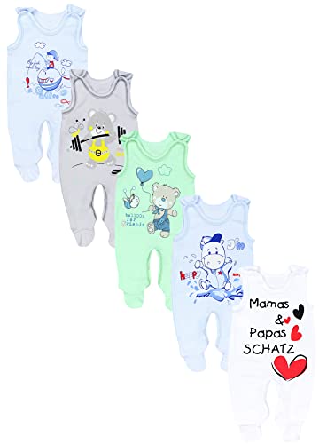 TupTam Unisex Baby Strampler mit Aufdruck 5er Set, Farbe: Junge 2, Größe: 50 von TupTam
