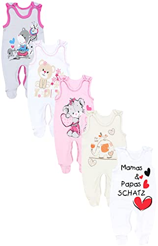 TupTam Unisex Baby Strampler mit Aufdruck 5er Set, Farbe: Mädchen 2, Größe: 68 von TupTam