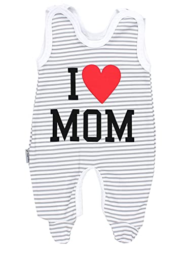 TupTam Unisex Baby Strampler mit Spruch I love Mum and Dad, Farbe: I love Mom Streifen Grau, Größe: 80 von TupTam