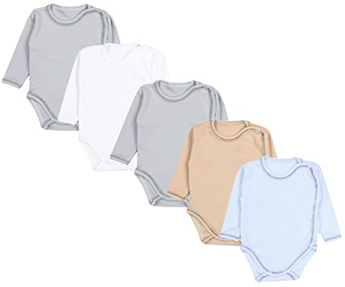 TupTam Wickelbody Langarm Baby Body – Unisex Body Baby im 5er Set aus Baumwolle, Farbe: Junge 2, Größe: 74 von TupTam