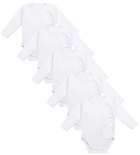 TupTam Unisex Baby Wickelbody Langarm 5er Set, Farbe: Weiß, Größe: 80 von TupTam