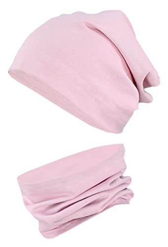 TupTam Unisex Kinder Beanie Mütze Schlauchschal Set, Farbe: Altrosa, Größe: 52-54 von TupTam