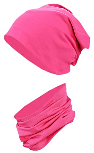 TupTam Unisex Kinder Beanie Mütze Schlauchschal Set, Farbe: Amarant, Größe: 52-54 von TupTam