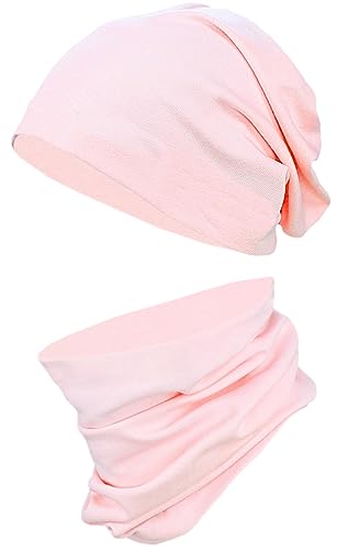 TupTam Unisex Kinder Beanie Mütze Schlauchschal Set, Farbe: Rosa, Größe: 56-58 von TupTam