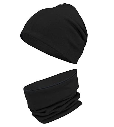 TupTam Mütze Kinder & Schlauchschal Set – Beanie Kinder für Herbst & Winter, Warme Mütze Jungen & Mädchen Oeko-TEX, Farbe: Schwarz, Größe: 52-54 von TupTam