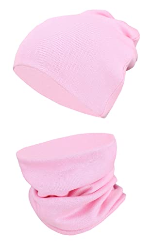 TupTam Kinder Mütze/Beanie und Schlauch Schal Set aus Jersey und Rippstoff, Farbe: 21 Rose, Größe: 44-52 von TupTam