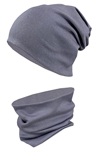TupTam Mütze und Schal Kinder Set – Weiches Schal Mütze Set Kinder für Herbst und Winter, Farbe: Dunkelgrau, Größe: 56-62 von TupTam