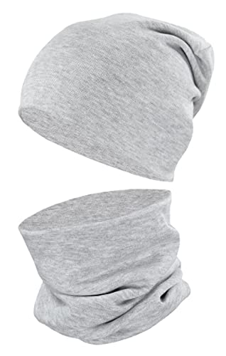TupTam Mütze und Schal Kinder Set – Weiches Schal Mütze Set Kinder für Herbst und Winter, Farbe: Grau Meliert, Größe: 52-56 von TupTam