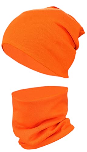 TupTam Kinder Mütze/Beanie und Schlauch Schal Set aus Jersey und Rippstoff, Farbe: Orange, Größe: 56-62 von TupTam