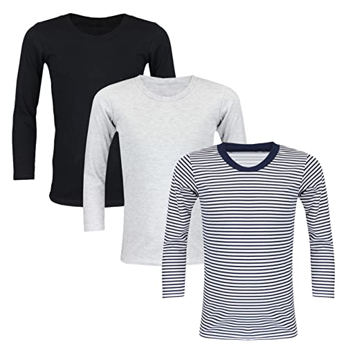 TupTam Langarmshirt Kinder – 3er Pack Unterhemden Jungen & Mädchen, 100% Baumwolle, Unisex, Farbe: Farbenmix 1, Größe: 140 von TupTam