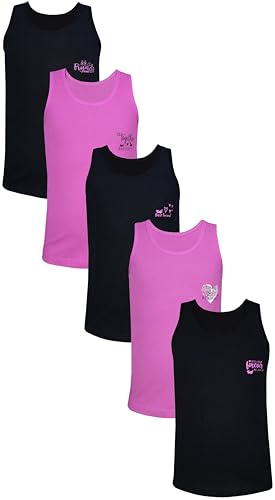 TupTam Unterhemden Mädchen Baumwoll Unterhemd 5er Pack Tank Top Ärmellos Kinder, Farbe: Forever Friends Schwarz Rosa, Größe: 110-116 von TupTam
