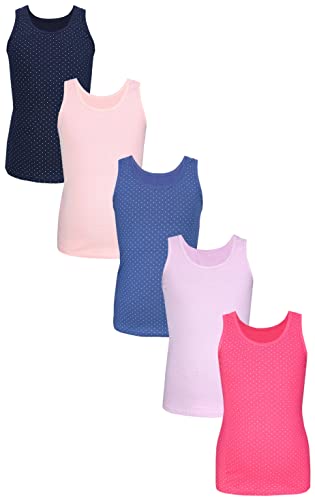 TupTam Unterhemden Mädchen Baumwoll Unterhemd 5er Pack Tank Top Ärmellos Kinder, Farbe: Punkte Rosa Blau Lila, Größe: 122-128 von TupTam