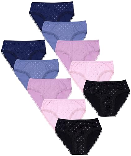 TupTam Unterhosen Mädchen 10er Pack Größe 92-170 – Bequeme Unterwäsche für Mädchen aus Baumwolle, Farbe: Slips/Spitze Punkte Puderrosa Dunkelblau Schwarz, Größe: 104-110 von TupTam