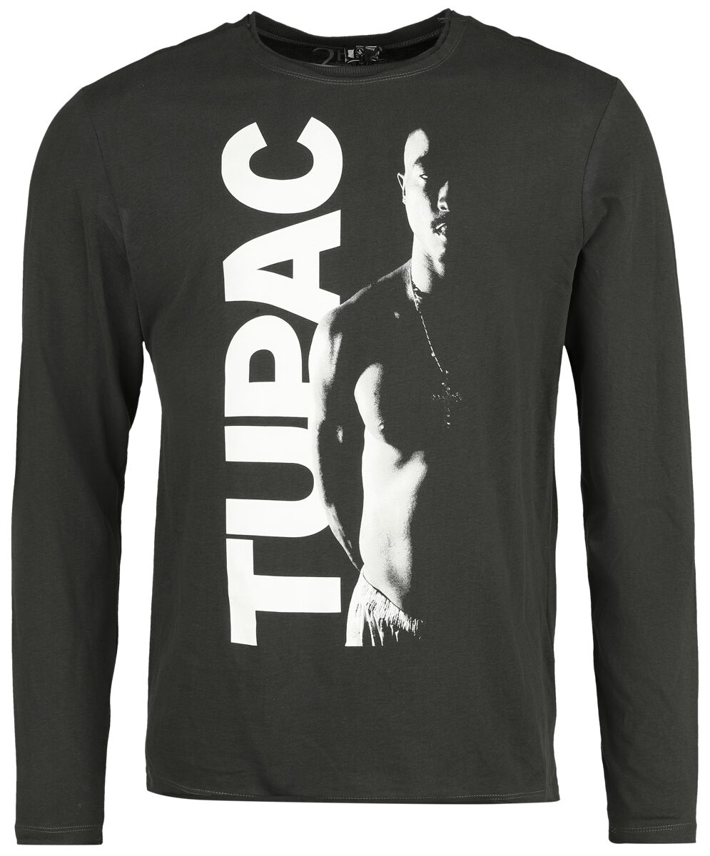 Tupac Shakur Langarmshirt - Amplified Collection - Shakur - S bis XXL - für Männer - Größe M - charcoal  - Lizenziertes Merchandise! von Tupac Shakur