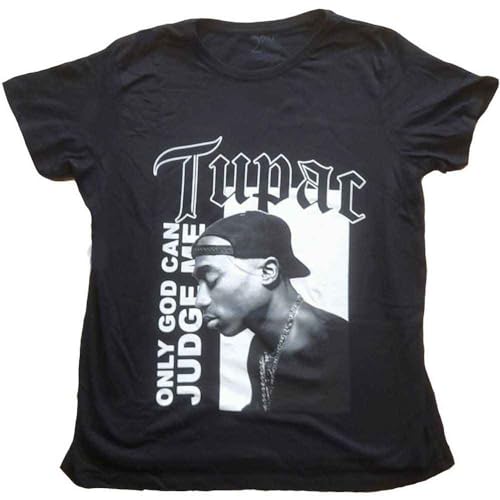 Tupac T Shirt 2PAC Only God can Judge Me offiziell Damen Boyfriend Fit Schwarz M von Tupac Shakur