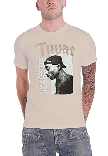 Tupac T Shirt Only God can Judge me Logo Nue offiziell Herren Sand XL von Tupac Shakur
