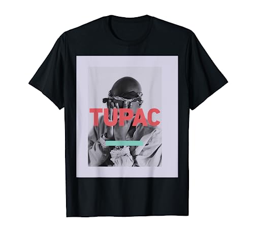 Tupac Offizielles Shut It Out Bandana-Foto T-Shirt - Schwarz, S - Herren, Unisex, Halbarm, T-Shirt, Klassische Passform, Offizielles Tupac Merchandise mit Bandana-Foto Design von Tupac