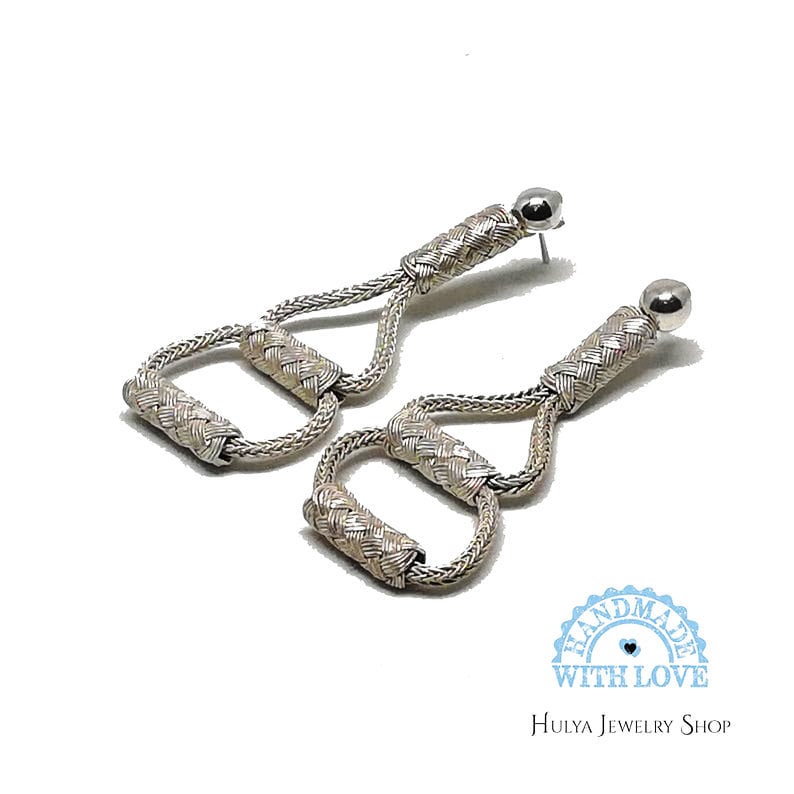 Frauen Ohrring Hand Made 1000 Karat Reines Silber Filigran Kunst, Gewickelt Silber, Henkel Ohrring, Schmuck, Kazazie, Trabzon von TurQayGiftStore