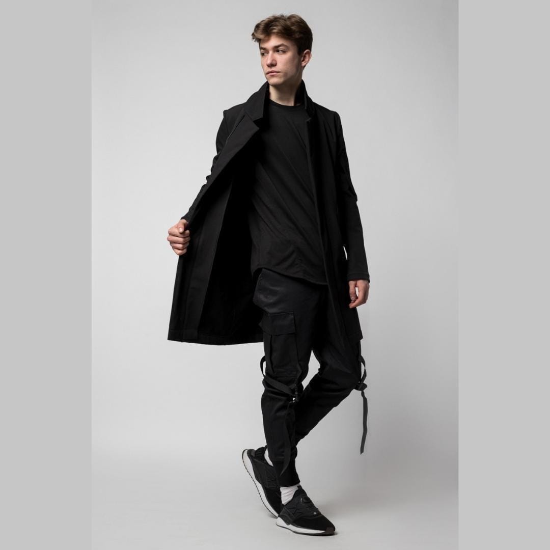 Ausgestatteter Softshell-Mantel Für Herren Mit Reißverschluss - Vielseitige Schwarze Jacke, Herrenanzug Steampunk-Mantel, Trenchcoat von TurStreetwear