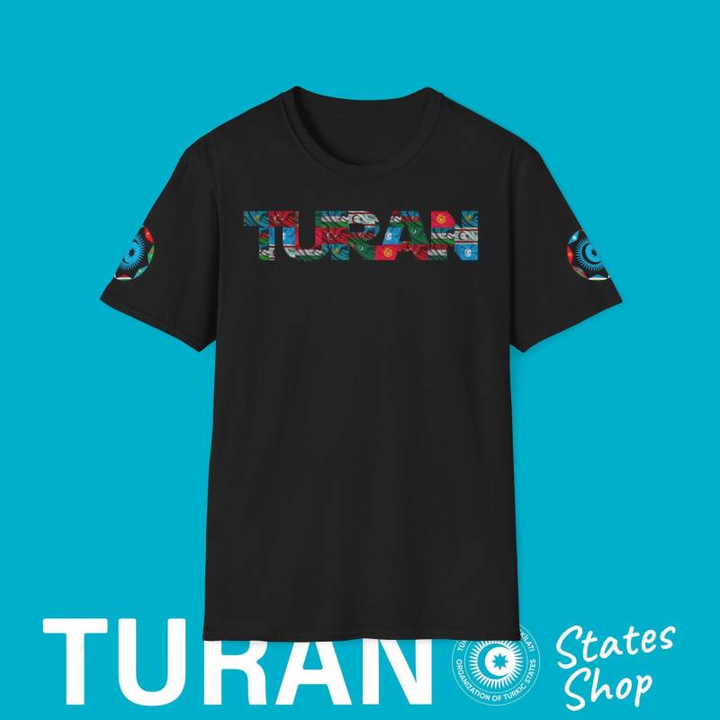 Turan, Turkic States Flag Shirt, Turan Flags, Turkic Flags Font T-Shirt, Devletleri, Birligi, Nations Flag Shirt von TuranStatesShop