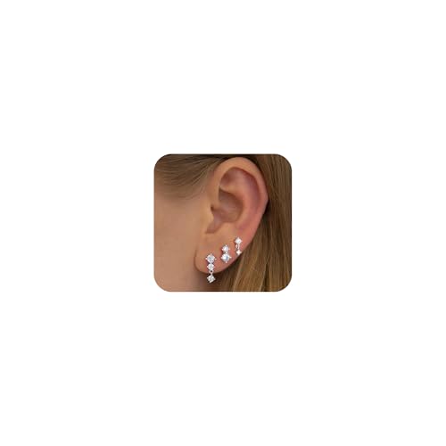 Turandoss 3 Paar Hängend Ohrringe Silber Damen - 14K Vergoldete Hängend mit Zirkonia Hypoallergene Rund CZ Tropfen Ohrringe Geschenk Schmuck Ohrstecker Gold für Freundin Frauen Mutter von Turandoss