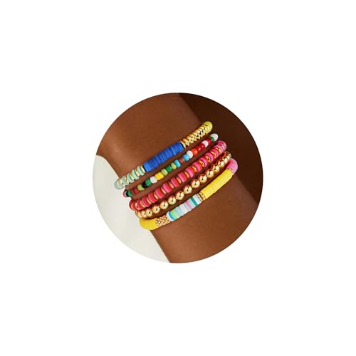 Turandoss 5 Stück Armbänder Damen Gold - 14K Vergoldetes Stack Set Dehnbares Elastisches Perlenarmband Bunte Bead BoHo Armband Damen Verstellbare Schmuck Set für Mädchen Turandoss 5 Stück Armbänder Damen Gold - 14K Vergoldetes Stack Set Dehnbares Elastisches Perlenarmband Bunte Bead BoHo Armband Damen Verstellbare Schmuck Set für Mädchen von Turandoss