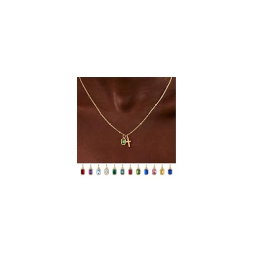 Turandoss August Geburtsstein Kette Halskette Damen Gold, August Kreuz Kette mit Geburtsstein Peridot Halskette, Geburtstagsgeschenk für Mädchen 9 10 11 12 13 Jahre Frauen Damen Freundin Schmuck von Turandoss