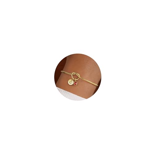 Turandoss Buchstaben Armband Damen Mädchen Gold – Zierliches 14K Vergoldetes Knoten Armband mit Buchstaben C Peridot August Geburtsstein Geburtstagsgeschenk Armreif Gold für Mädchen von Turandoss
