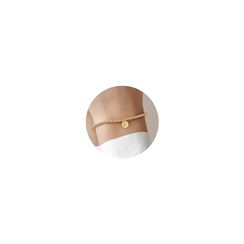 Turandoss Buchstaben Armband Damen Mädchen Gold – Zierliche vergoldete Charm-Scheibe mit dem Buchstaben K, Buchstabenarmband mit Perlen, Goldschmuck für Damen Turandoss Buchstaben Armband Damen Mädchen Gold – Zierliche vergoldete Charm-Scheibe mit dem Buchstaben K, Buchstabenarmband mit Perlen, Goldschmuck für Damen von Turandoss