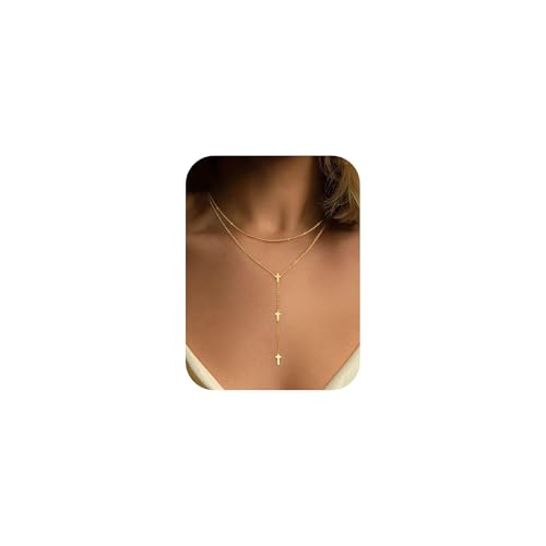 Turandoss Lange Kreuz Halskette Damen – Zierliche 14K Vergoldete Y-Halskette Lange Y-förmige Kreuz-Halskette Mehrreihige Choker-Halskette für Damen Trendiger Schmuck Gold Turandoss Lange Kreuz Halskette Damen – Zierliche 14K Vergoldete Y-Halskette Lange Y-förmige Kreuz-Halskette Mehrreihige Choker-Halskette für Damen Trendiger Schmuck Gold von Turandoss