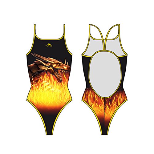 Turbo Badeanzug Damen Sport Dragon Fire Blickdicht Dank Innenfutter, Damen Größen:42 von TurboTronic By Z-LINE