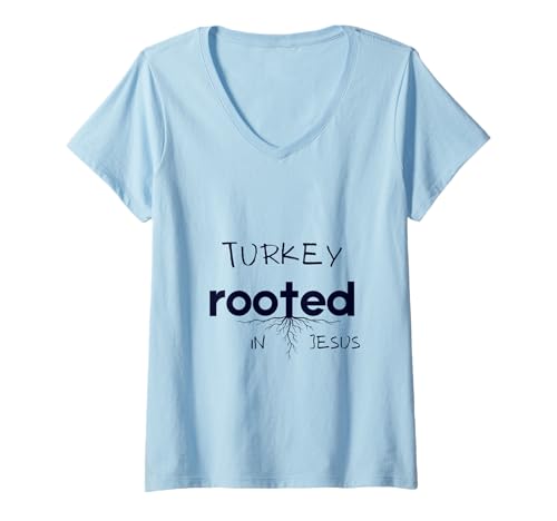 Damen Türkei verwurzelt in Jesus Christliche Kunst T-Shirt mit V-Ausschnitt Damen Türkei verwurzelt in Jesus Christliche Kunst T-Shirt mit V-Ausschnitt von Turkey Faith Christ Clothing T-Shirts