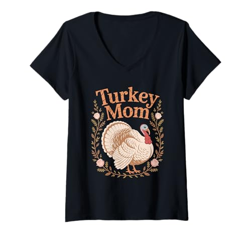 Damen Türkei Mutter Muttertag Erntedankfest Truthahn Jagd Türkei T-Shirt mit V-Ausschnitt Damen Türkei Mutter Muttertag Erntedankfest Truthahn Jagd Türkei T-Shirt mit V-Ausschnitt von Turkey Hunting Turkey Hunter Hunting Season Bird