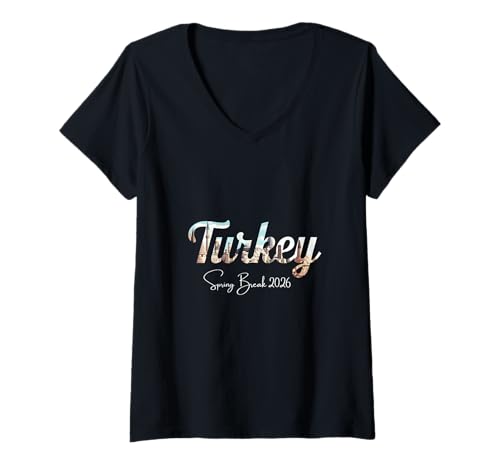 Damen Türkei Spring Break 2026 Urlaubsreisen T-Shirt mit V-Ausschnitt Damen Türkei Spring Break 2026 Urlaubsreisen T-Shirt mit V-Ausschnitt von Turkey Spring Break Clothes T-Shirts