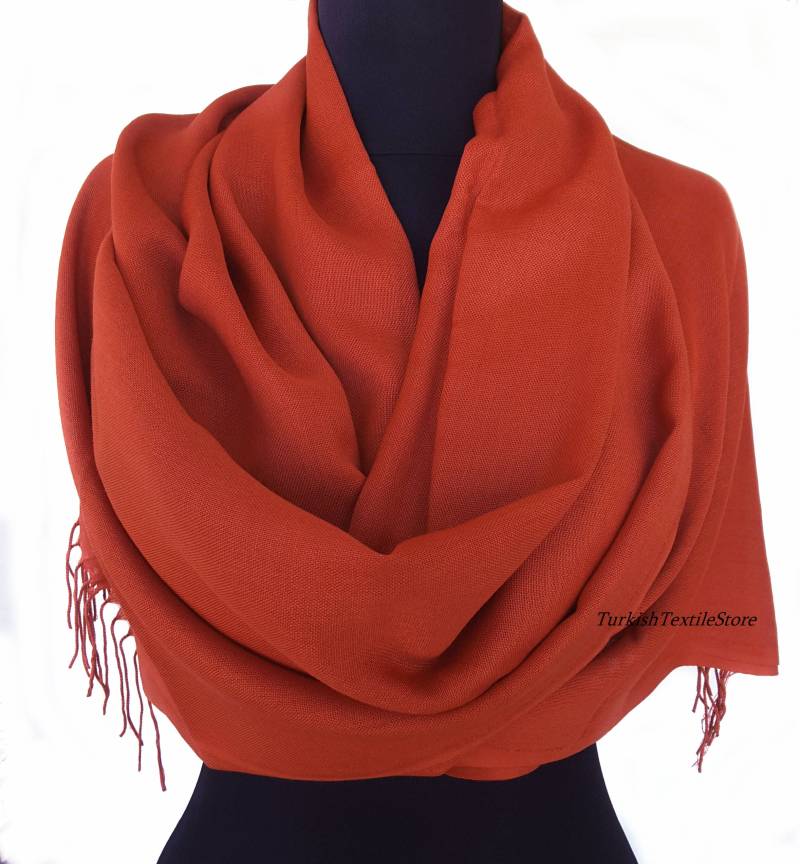 Terrakotta Hochzeit Pashmina Schal Red Brick Brautjungfer Geschenk Wrap Oversize-Schal von TurkishTextileStore