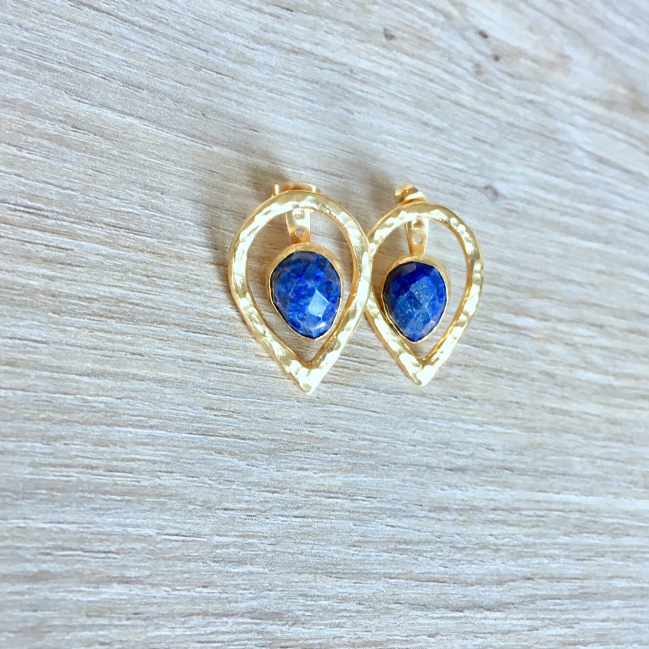 Lapis Lazuli Ohrringe, Gold Ohr-Jacke, Zwei Teil-Ohrringe, Tropfenohrringe, Schmuck, Für Sie, Saphir Aufgeteilt von TurkuazBazaarJewelry