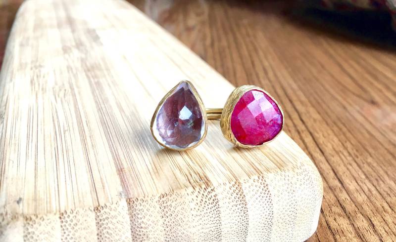 Rubin & Kristallquarz Edelstein-Ring, Bijoux Ring, Geburtsstein Schmuck, Böhmisch Maxi Aussage Geschenk Für Sie, Mama, Mama Rubin & Kristallquarz Edelstein-Ring, Bijoux Ring, Geburtsstein Schmuck, Böhmisch Maxi Aussage Geschenk Für Sie, Mama, Mama von TurkuazBazaarJewelry