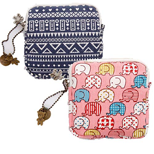 Fanny 2 Stücke Tampons Tasche,Damenbinde Aufbewahrungstasche kleine Täschchen mit Reißverschluss, Damen Münzbeutel klein kleingeldbörse (Stil 1) von Turlte
